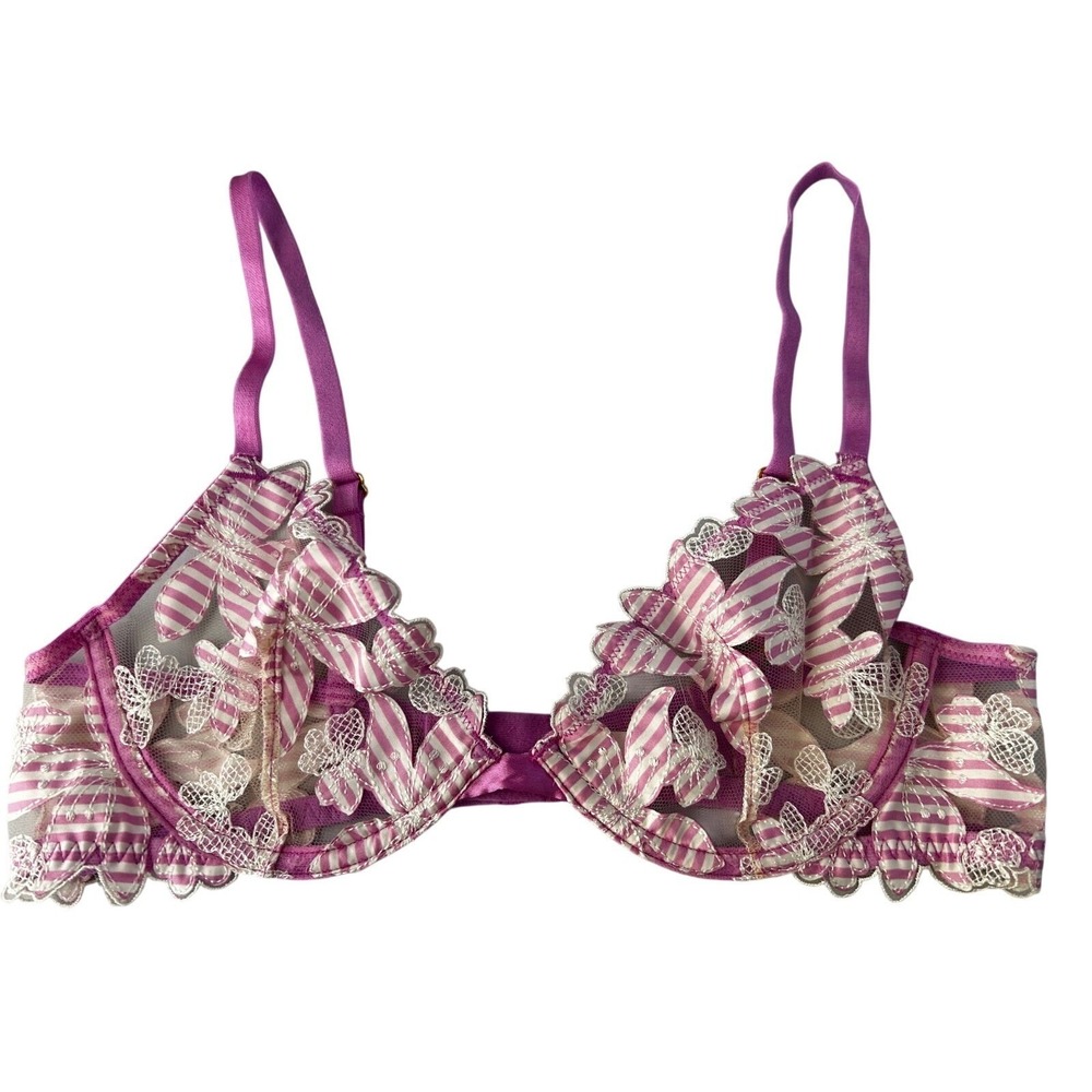 Clover Global Limited Pink & White Bralette Bra , 34B